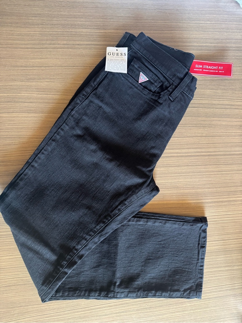 GUESS Men’s Slim Straight Jeans in Black